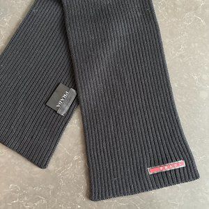 Prada Black Wool Logo Scarf